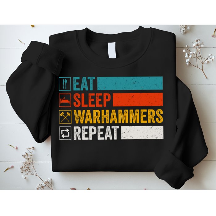 Retro Eat Sleep Warhammers Repeat Funny Gamer Video Gaming Sweatshirt