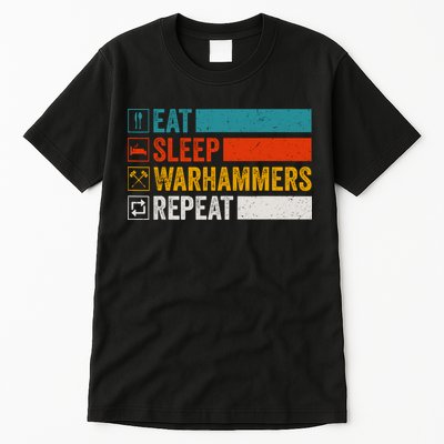 Retro Eat Sleep Warhammers Repeat Funny Gamer Video Gaming Tall T-Shirt