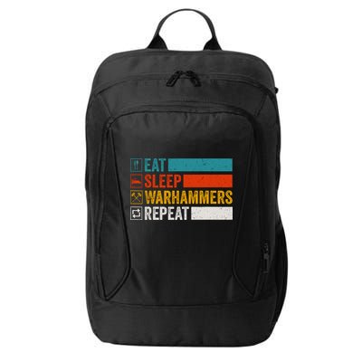 Retro Eat Sleep Warhammers Repeat Funny Gamer Video Gaming City Backpack