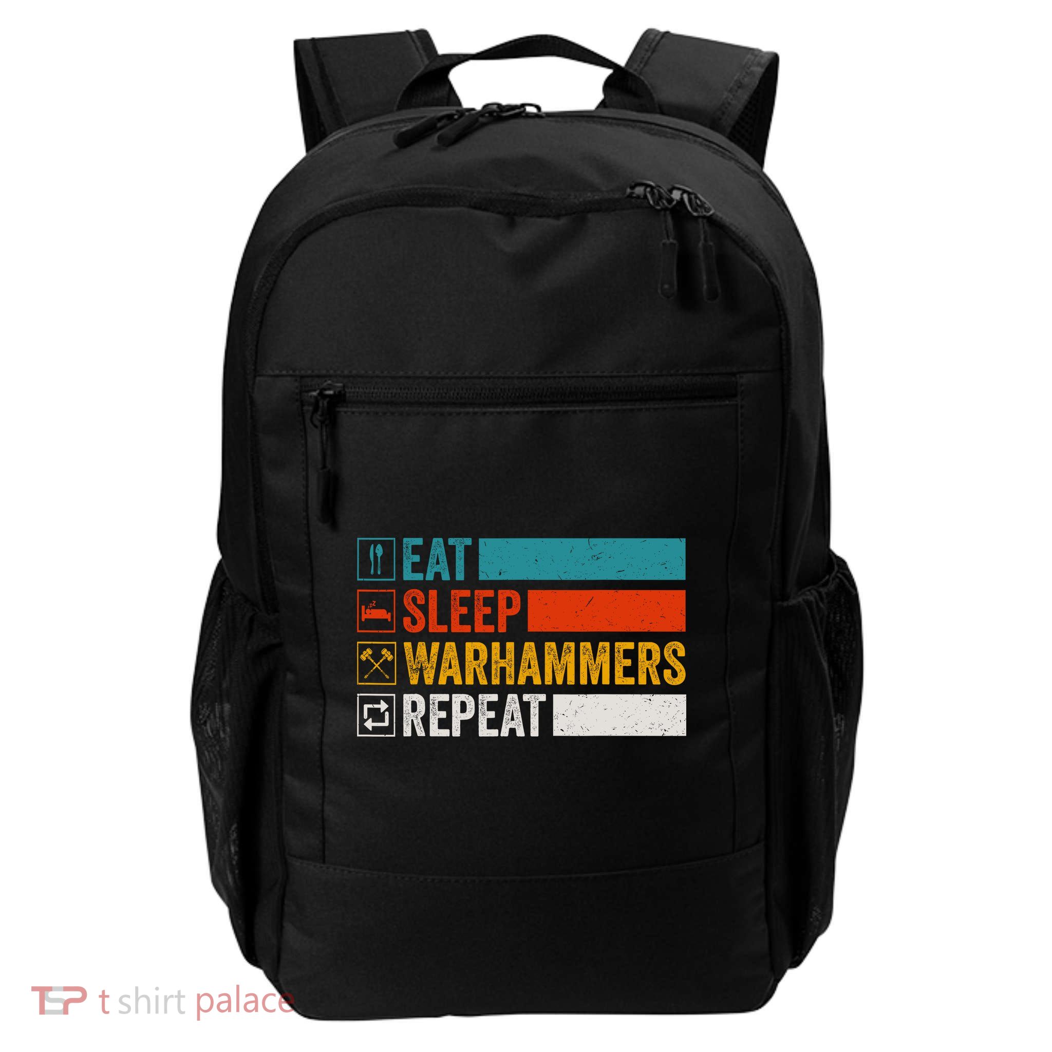 Retro Eat Sleep Warhammers Repeat Funny Gamer Video Gaming Backpack