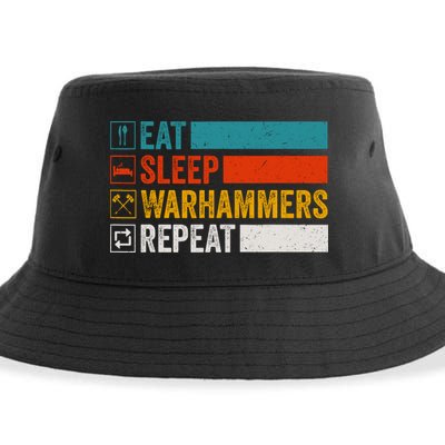 Retro Eat Sleep Warhammers Repeat Funny Gamer Video Gaming Sustainable Bucket Hat