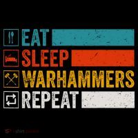 Retro Eat Sleep Warhammers Repeat Funny Gamer Video Gaming Button
