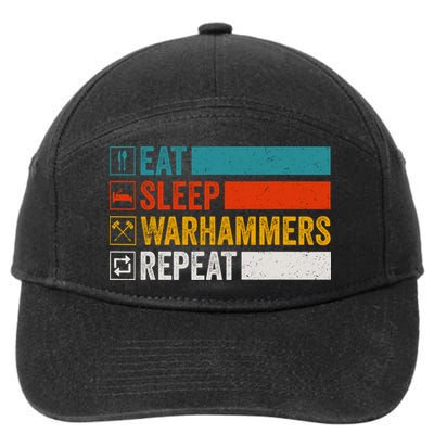 Retro Eat Sleep Warhammers Repeat Funny Gamer Video Gaming 7-Panel Snapback Hat