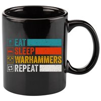 Retro Eat Sleep Warhammers Repeat Funny Gamer Video Gaming 11oz C Handle Ceramic Mug