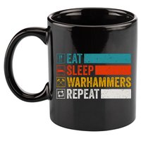 Retro Eat Sleep Warhammers Repeat Funny Gamer Video Gaming 11oz C Handle Ceramic Mug