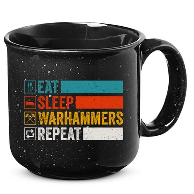 Retro Eat Sleep Warhammers Repeat Funny Gamer Video Gaming 15oz Campfire Ceramic Mug
