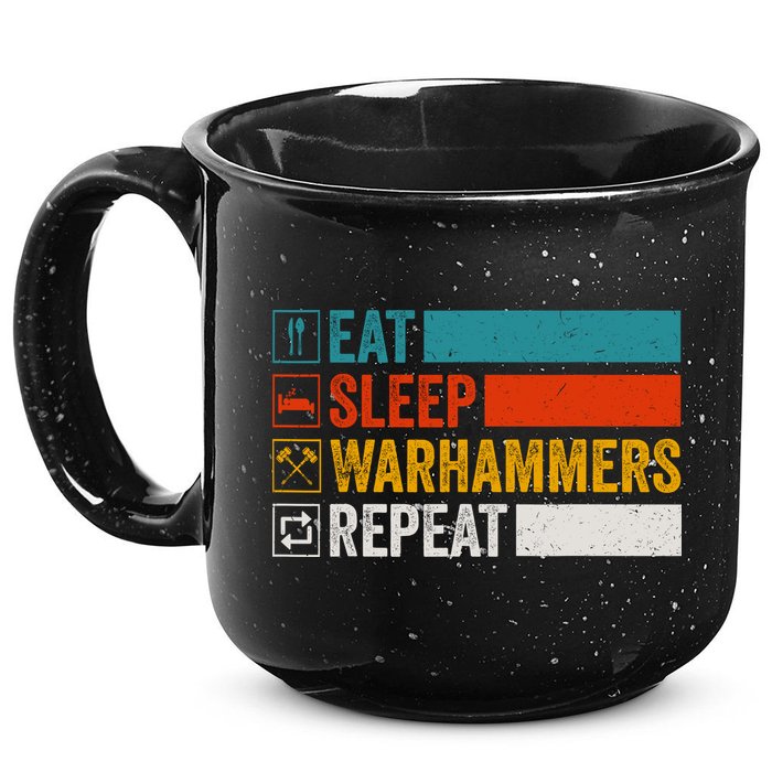 Retro Eat Sleep Warhammers Repeat Funny Gamer Video Gaming 15oz Campfire Ceramic Mug