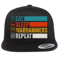 Retro Eat Sleep Warhammers Repeat Funny Gamer Video Gaming Flat Bill Trucker Hat
