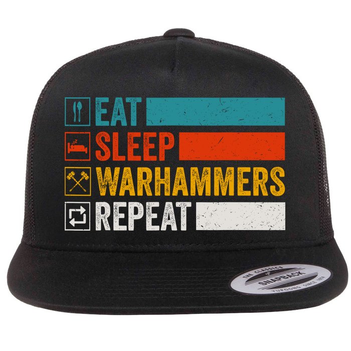 Retro Eat Sleep Warhammers Repeat Funny Gamer Video Gaming Flat Bill Trucker Hat