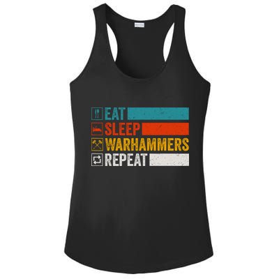 Retro Eat Sleep Warhammers Repeat Funny Gamer Video Gaming Ladies PosiCharge Competitor Racerback Tank