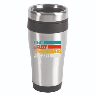 Retro Eat Sleep Warhammers Repeat Funny Gamer Video Gaming 16oz Travel Tumbler