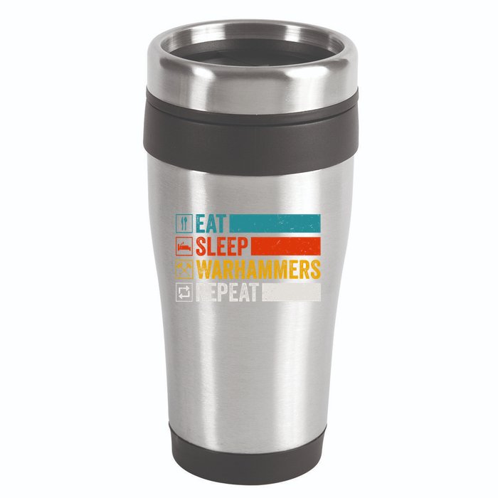 Retro Eat Sleep Warhammers Repeat Funny Gamer Video Gaming 16oz Travel Tumbler