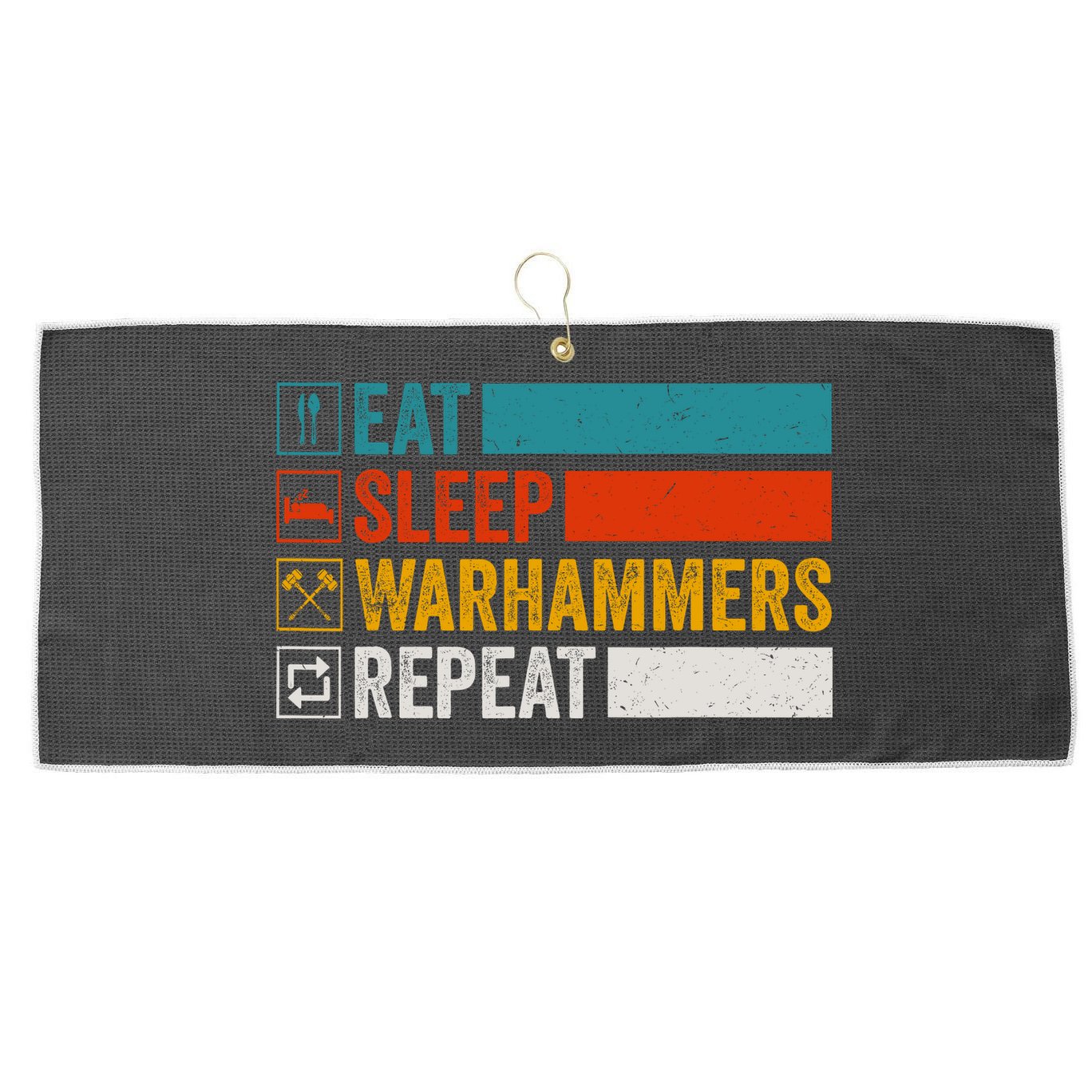 Retro Eat Sleep Warhammers Repeat Funny Gamer Video Gaming Large Microfiber Waffle Golf Towel