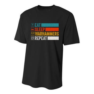 Retro Eat Sleep Warhammers Repeat Funny Gamer Video Gaming Youth Performance Sprint T-Shirt
