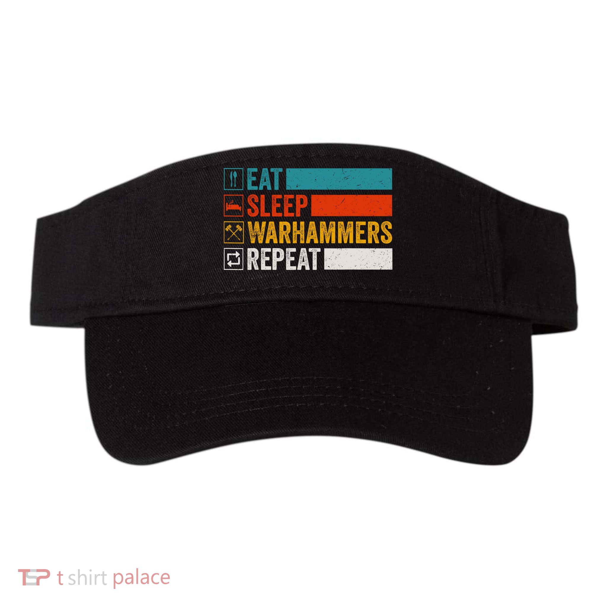 Retro Eat Sleep Warhammers Repeat Funny Gamer Video Gaming Visor