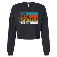Retro Eat Sleep Warhammers Repeat Funny Gamer Video Gaming Cropped Pullover Crew