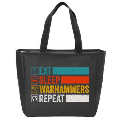 Retro Eat Sleep Warhammers Repeat Funny Gamer Video Gaming Zip Tote Bag