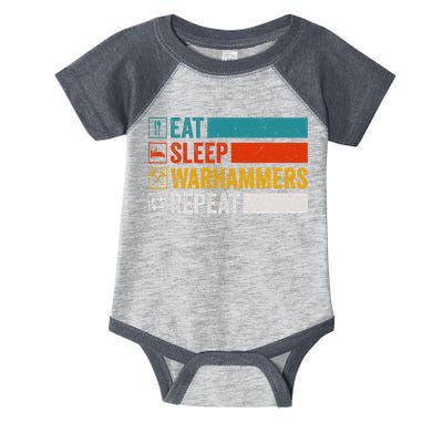 Retro Eat Sleep Warhammers Repeat Funny Gamer Video Gaming Infant Baby Jersey Bodysuit