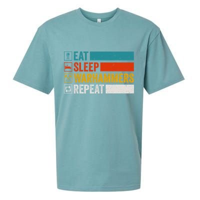 Retro Eat Sleep Warhammers Repeat Funny Gamer Video Gaming Sueded Cloud Jersey T-Shirt
