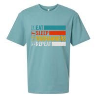 Retro Eat Sleep Warhammers Repeat Funny Gamer Video Gaming Sueded Cloud Jersey T-Shirt