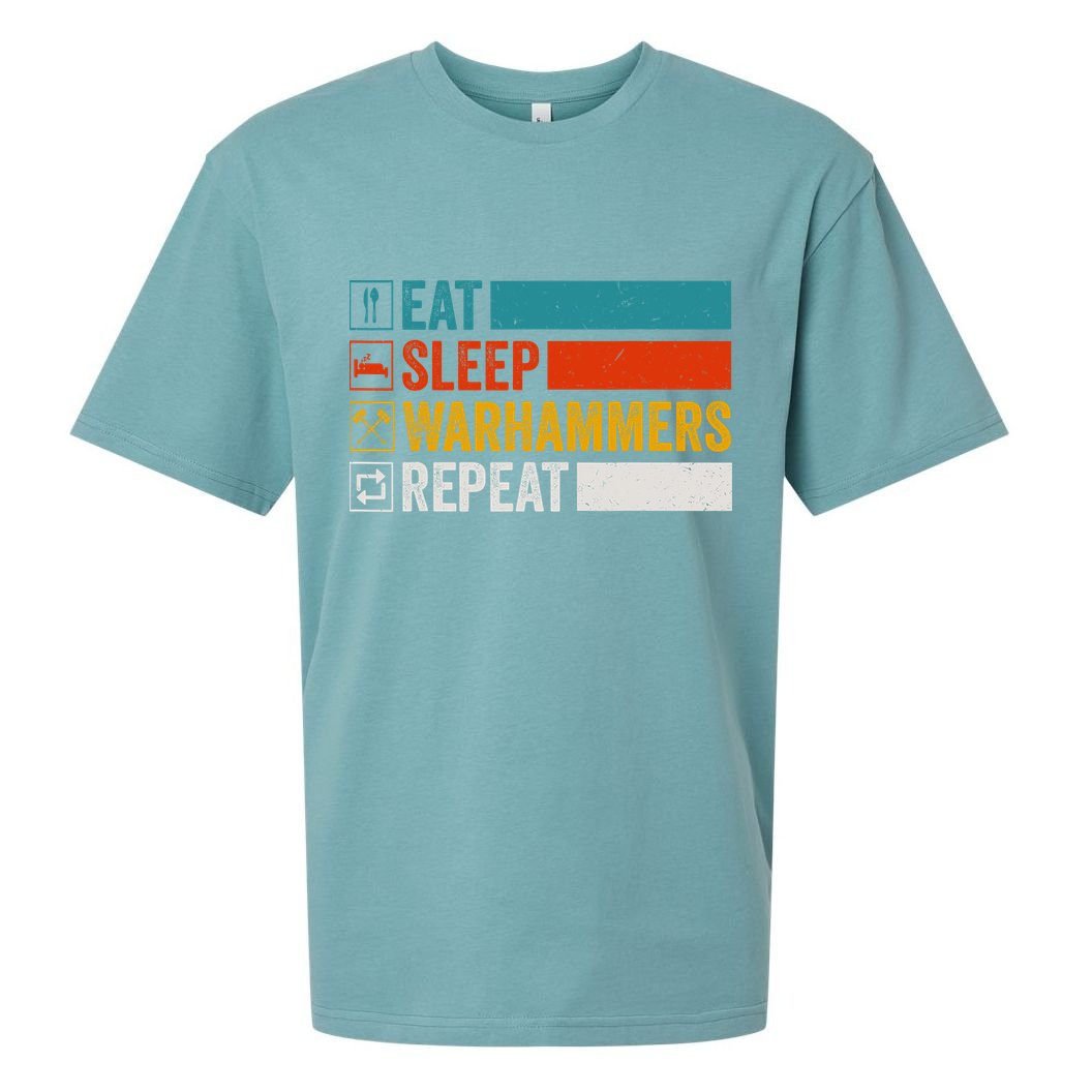Retro Eat Sleep Warhammers Repeat Funny Gamer Video Gaming Sueded Cloud Jersey T-Shirt