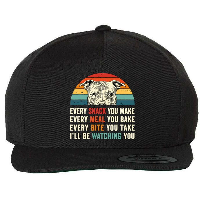 Retro Every Snack You Make Every Meal You Bake Pittie Dog Wool Snapback Cap