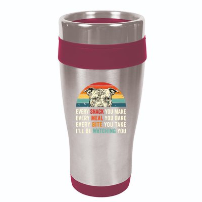 Retro Every Snack You Make Every Meal You Bake Pittie Dog 16oz Travel Tumbler