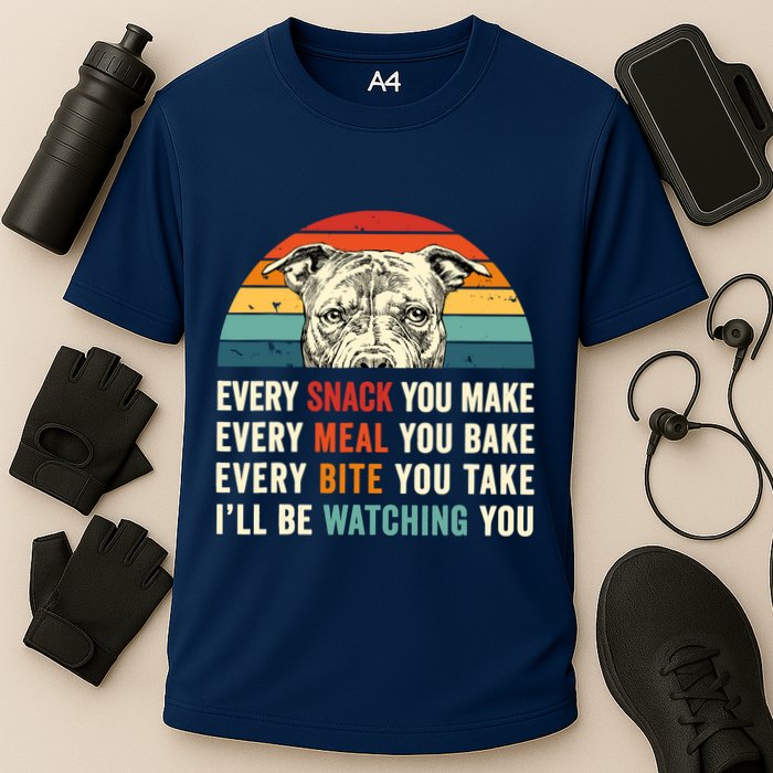 Retro Every Snack You Make Every Meal You Bake Pittie Dog Cooling Performance Crew T-Shirt