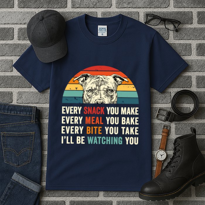 Retro Every Snack You Make Every Meal You Bake Pittie Dog Tall T-Shirt