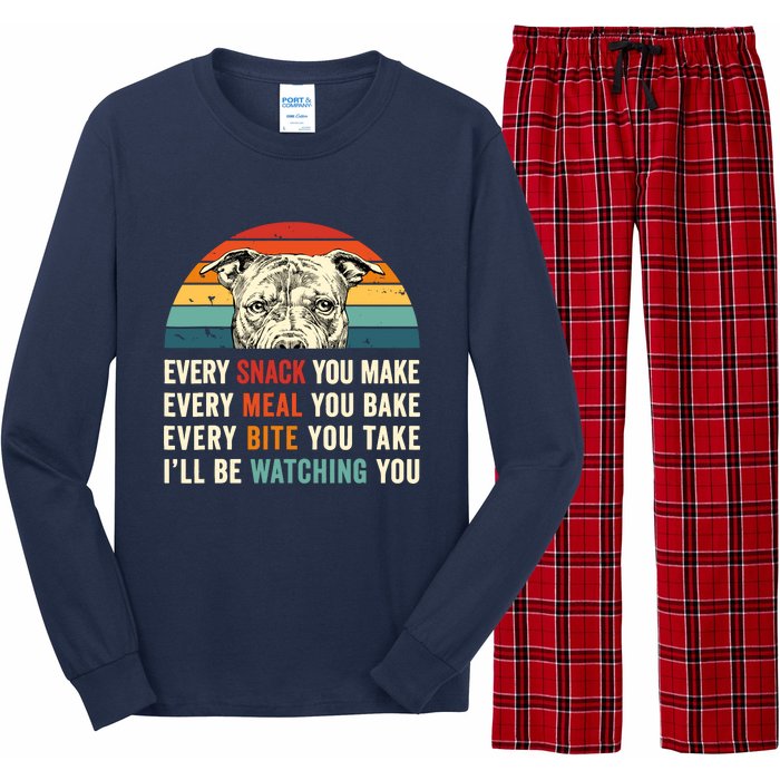 Retro Every Snack You Make Every Meal You Bake Pittie Dog Long Sleeve Pajama Set