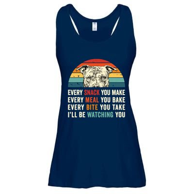 Retro Every Snack You Make Every Meal You Bake Pittie Dog Ladies Essential Flowy Tank