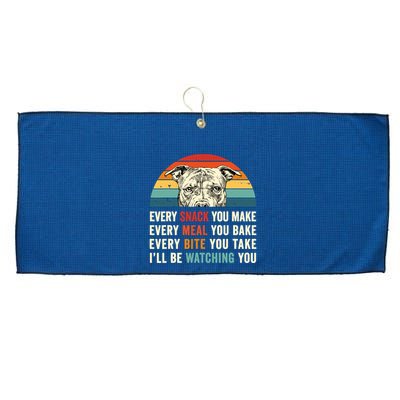 Retro Every Snack You Make Every Meal You Bake Pittie Dog Large Microfiber Waffle Golf Towel