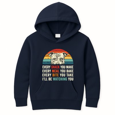 Retro Every Snack You Make Every Meal You Bake Pittie Dog Kids Hoodie