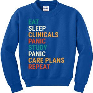 Retro Eat Sleep Clinicals Funny Student Nurse Gift Kids Sweatshirt