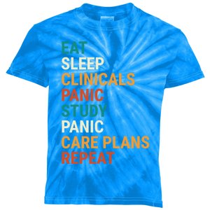 Retro Eat Sleep Clinicals Funny Student Nurse Gift Kids Tie-Dye T-Shirt