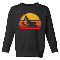 Retro Excavator & Sunset Vintage Construction Design Retro Toddler Sweatshirt