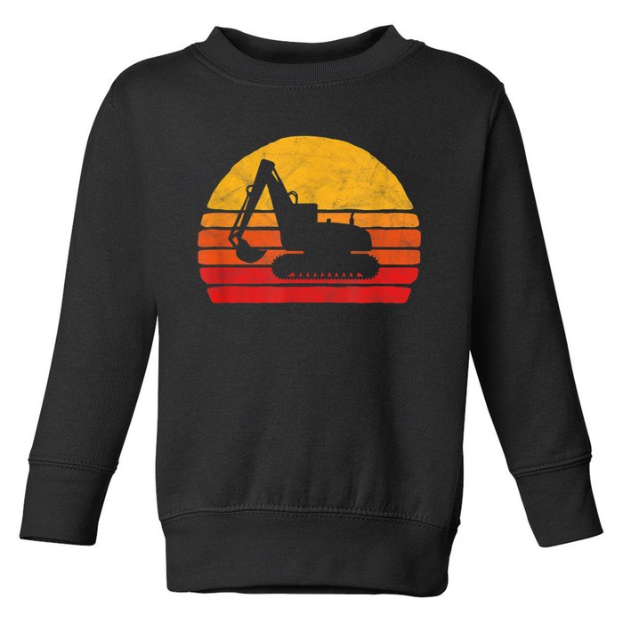 Retro Excavator & Sunset Vintage Construction Design Retro Toddler Sweatshirt