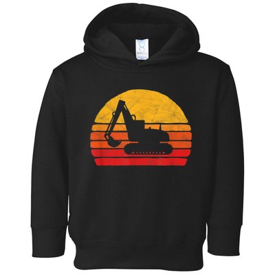 Retro Excavator & Sunset Vintage Construction Design Retro Toddler Hoodie