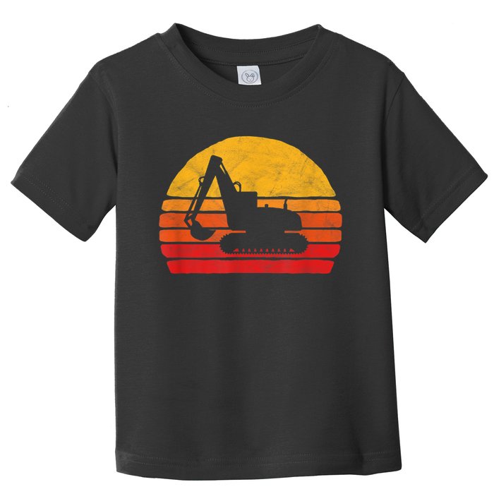 Retro Excavator & Sunset Vintage Construction Design Retro Toddler T-Shirt