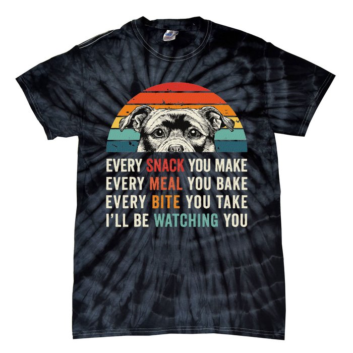 Retro Every Snack You Make Every Meal You Bake Staffy Dog Tie-Dye T-Shirt