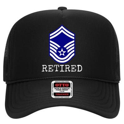 Retired E8 Senior Master Sergeant High Crown Mesh Back Trucker Hat