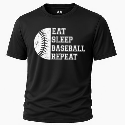 retro Eat Sleep Baseball Repeat Baseball Player Cooling Performance Crew T-Shirt