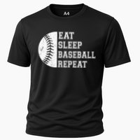 retro Eat Sleep Baseball Repeat Baseball Player Cooling Performance Crew T-Shirt
