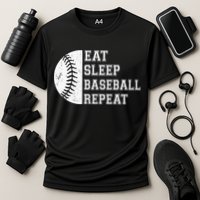 retro Eat Sleep Baseball Repeat Baseball Player Cooling Performance Crew T-Shirt