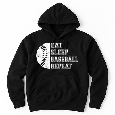 retro Eat Sleep Baseball Repeat Baseball Player Hoodie