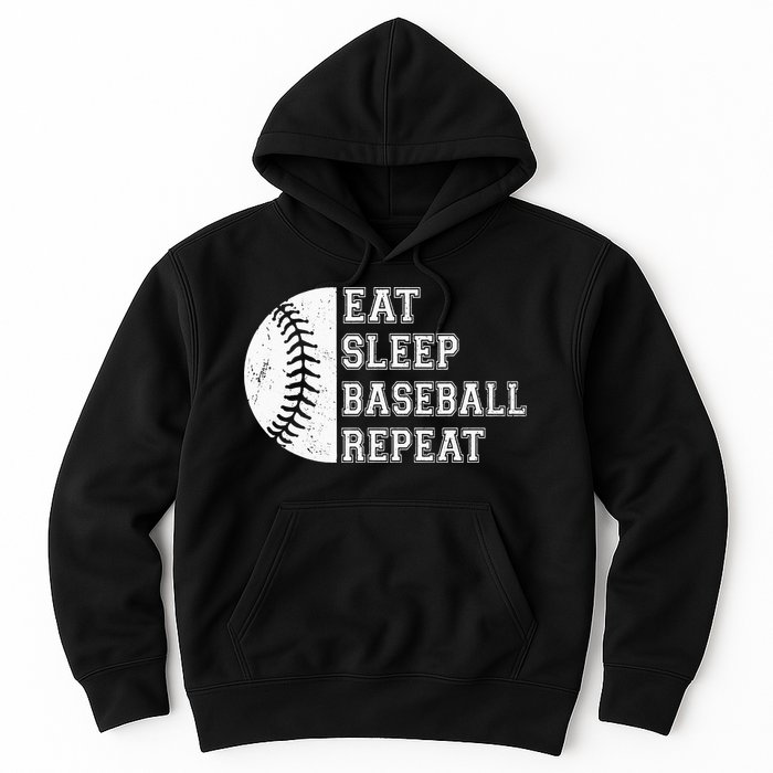 retro Eat Sleep Baseball Repeat Baseball Player Hoodie