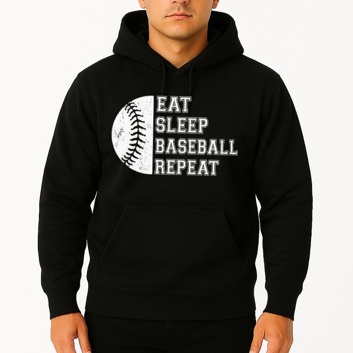 retro Eat Sleep Baseball Repeat Baseball Player Hoodie