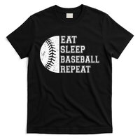 retro Eat Sleep Baseball Repeat Baseball Player T-Shirt