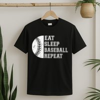 retro Eat Sleep Baseball Repeat Baseball Player T-Shirt