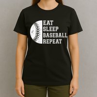 retro Eat Sleep Baseball Repeat Baseball Player T-Shirt